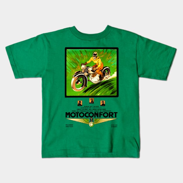 Classic Motoconfort Motorcycle Company Kids T-Shirt by MotorManiac